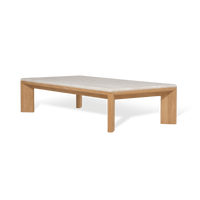 Palm Beach Teak Rectangle Coffee Table | Teak Natural, Travertine Cream,