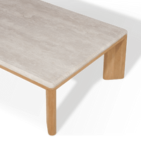 Palm Beach Teak Rectangle Coffee Table | Teak Natural, Travertine Cream,