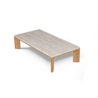 Palm Beach Teak Rectangle Coffee Table | Teak Natural, Travertine Cream,