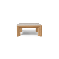 Palm Beach Teak Rectangle Coffee Table | Teak Natural, Travertine Cream,