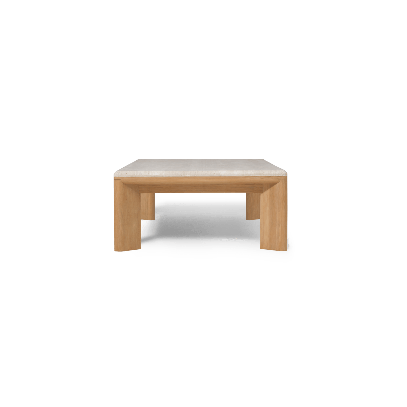 Palm Beach Teak Rectangle Coffee Table | Teak Natural, Travertine Cream,