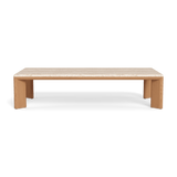 Palm Beach Teak Rectangle Coffee Table | Teak Natural, Travertine Cream,