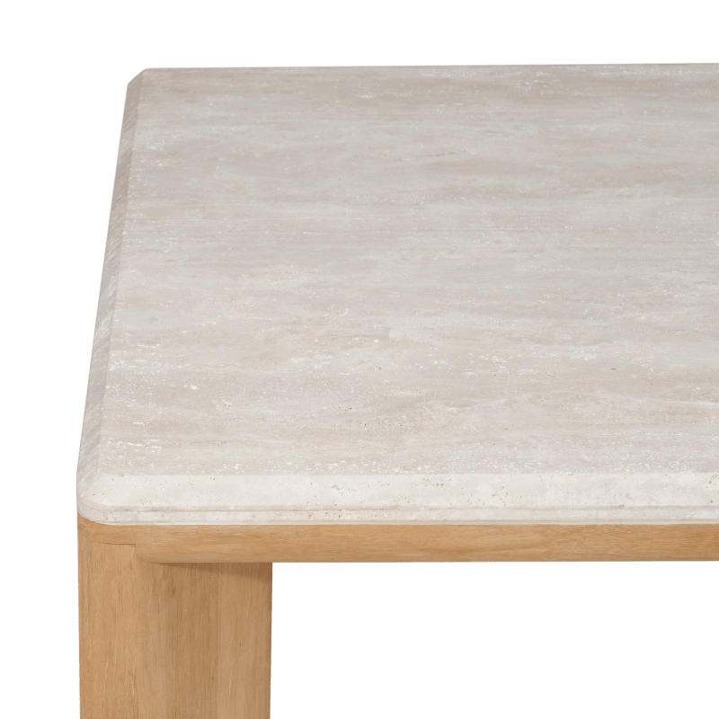 Palm Beach Teak Rectangle Coffee Table | Teak Natural, Travertine Cream,