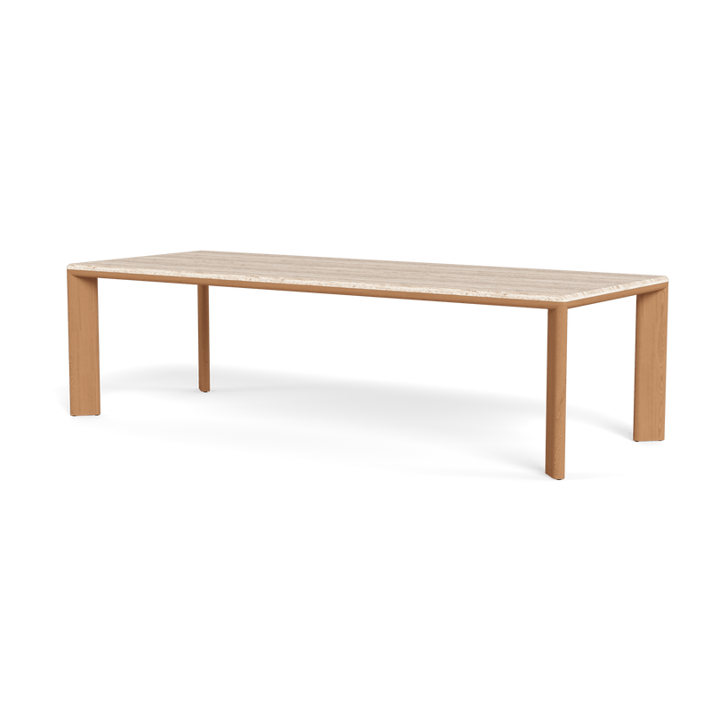 Palm Beach Teak Rectangle Dining Table | Teak Natural, Travertine Cream,