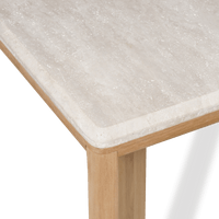 Palm Beach Teak Rectangle Dining Table | Teak Natural, Travertine Cream,