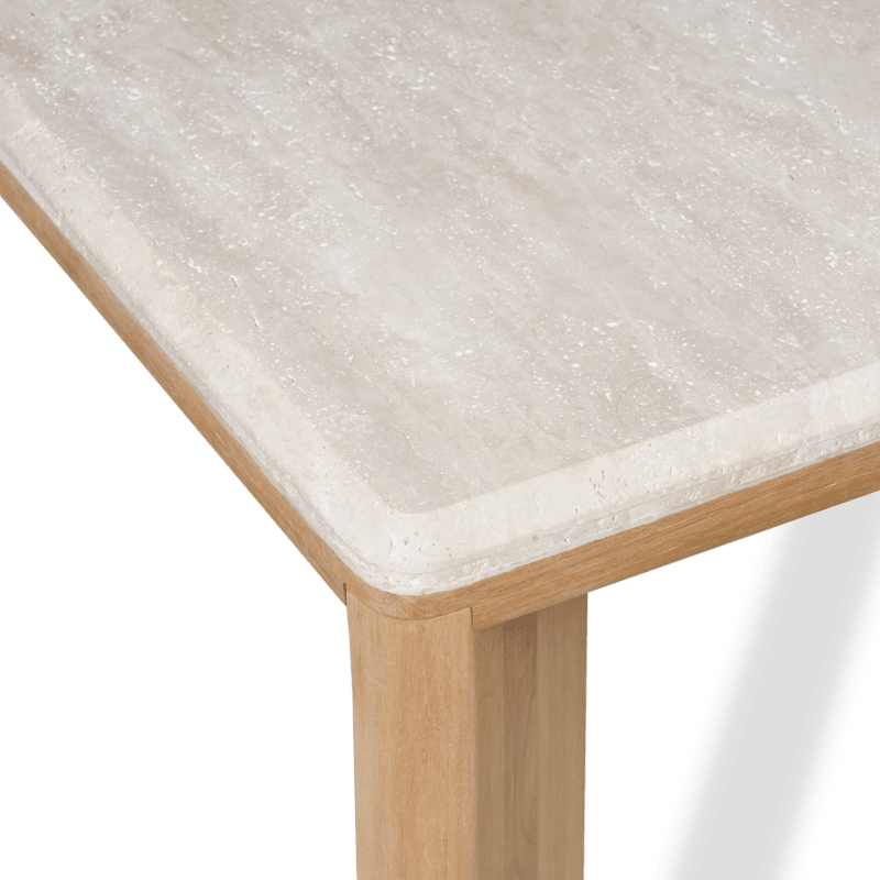 Palm Beach Teak Rectangle Dining Table | Teak Natural, Travertine Cream,