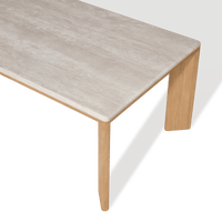 Palm Beach Teak Rectangle Dining Table | Teak Natural, Travertine Cream,