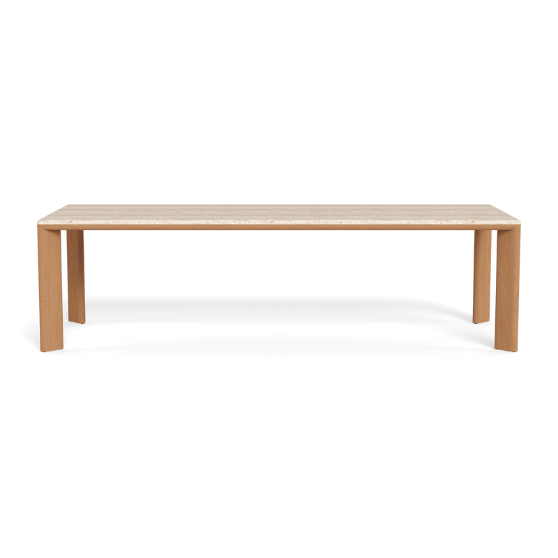 Palm Beach Teak Rectangle Dining Table | Teak Natural, Travertine Cream,