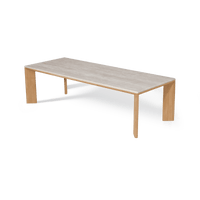 Palm Beach Teak Rectangle Dining Table | Teak Natural, Travertine Cream,