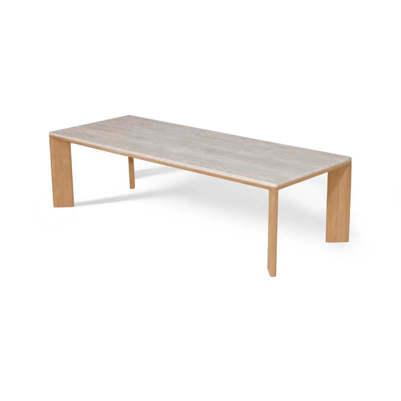 Palm Beach Teak Rectangle Dining Table | Teak Natural, Travertine Cream,
