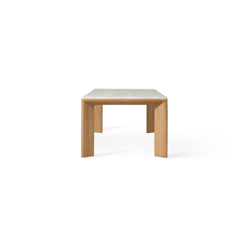 Palm Beach Teak Rectangle Dining Table | Teak Natural, Travertine Cream,
