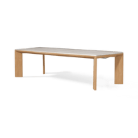 Palm Beach Teak Rectangle Dining Table | Teak Natural, Travertine Cream,