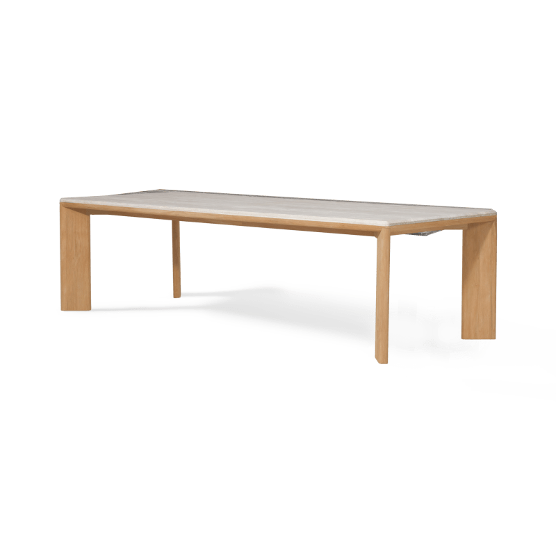 Palm Beach Teak Rectangle Dining Table | Teak Natural, Travertine Cream,