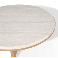 Palm Beach Teak Round Coffee Table | Teak Natural, Travertine Cream,