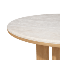 Palm Beach Teak Round Dining Table 60" | Teak Natural, Travertine Cream,