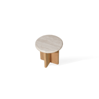 Palm Beach Teak Round Side Table | Teak Natural, Travertine Cream,