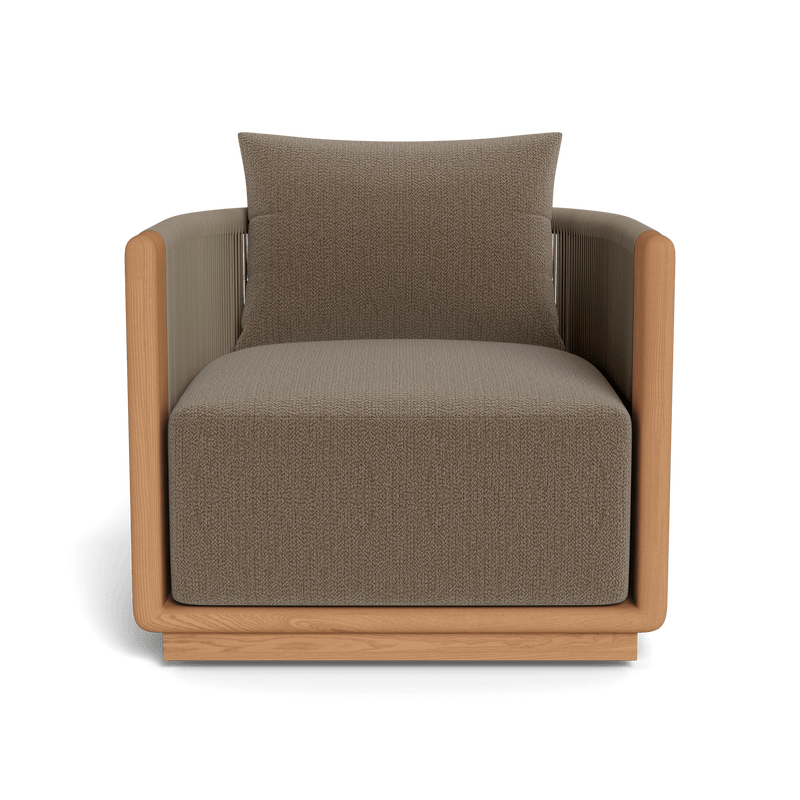 Palm Beach Teak Swivel Lounge Chair | Teak Natural, Marley Mink, Rope Stone