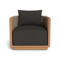 Palm Beach Teak Swivel Lounge Chair | Teak Natural, Monterey Charcoal, Rope Stone