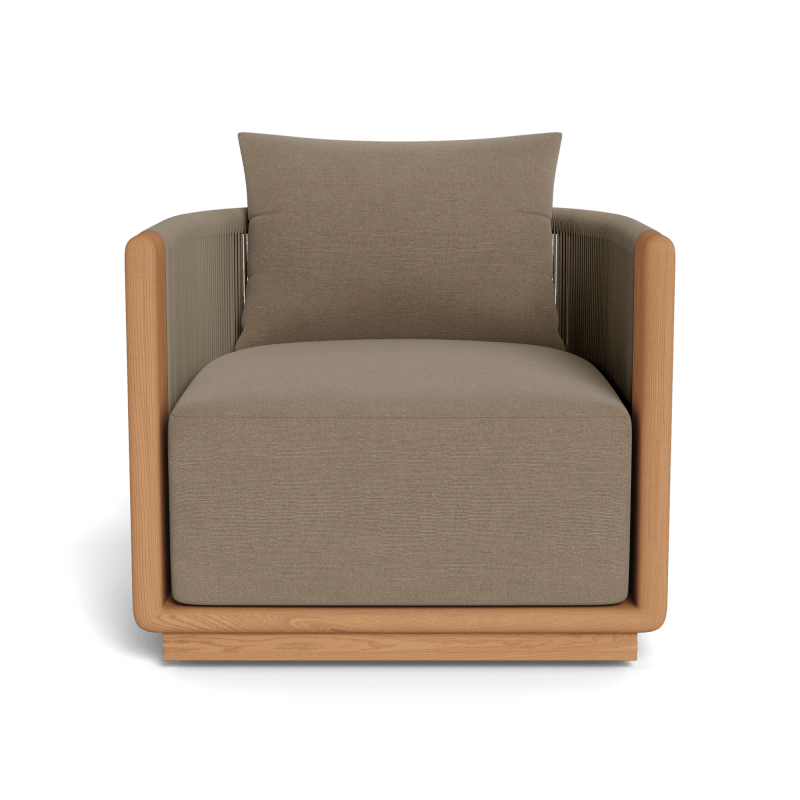 Palm Beach Teak Swivel Lounge Chair | Teak Natural, Panama Coco, Rope Stone