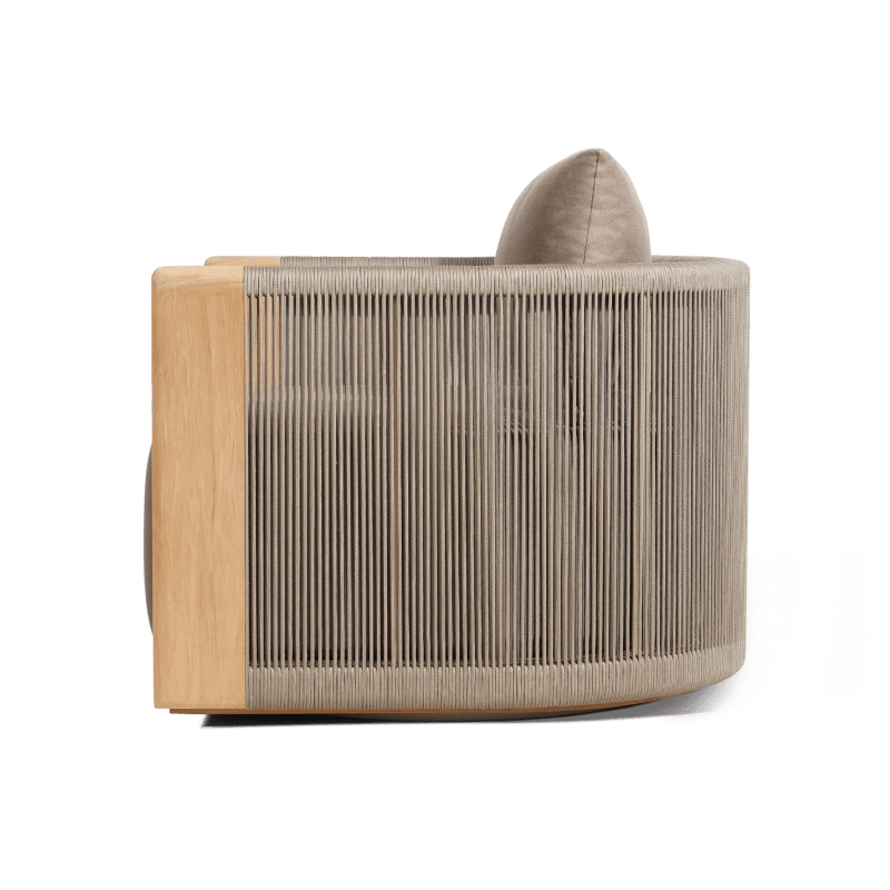 Palm Beach Teak Swivel Lounge Chair | Teak Natural, Panama Coco, Rope Stone