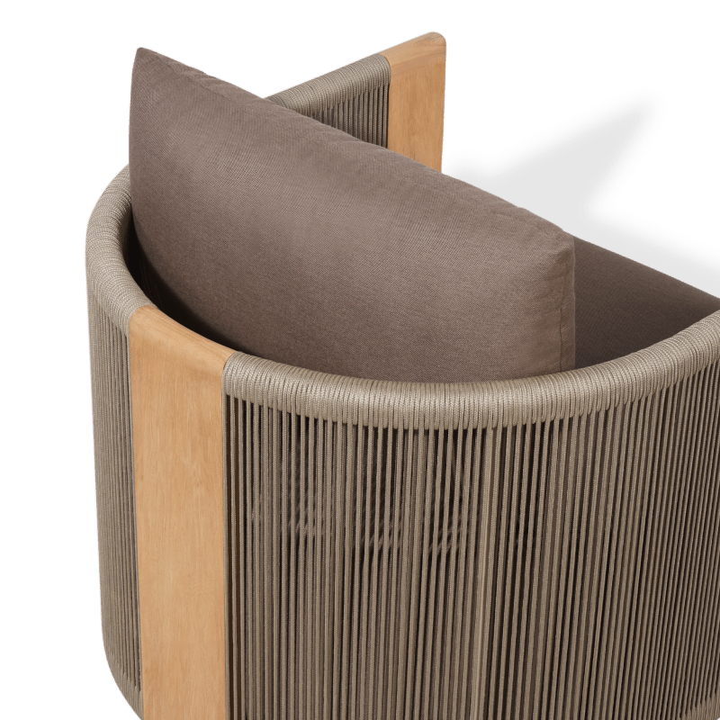 Palm Beach Teak Swivel Lounge Chair | Teak Natural, Panama Coco, Rope Stone