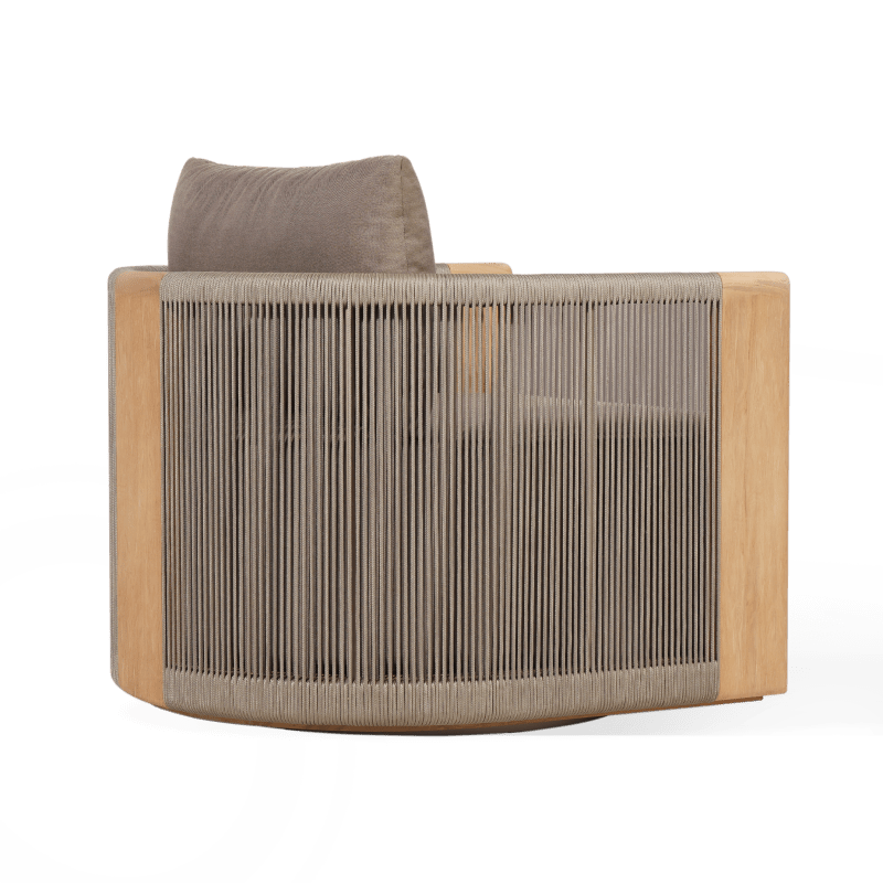 Palm Beach Teak Swivel Lounge Chair | Teak Natural, Panama Coco, Rope Stone