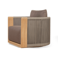 Palm Beach Teak Swivel Lounge Chair | Teak Natural, Panama Coco, Rope Stone