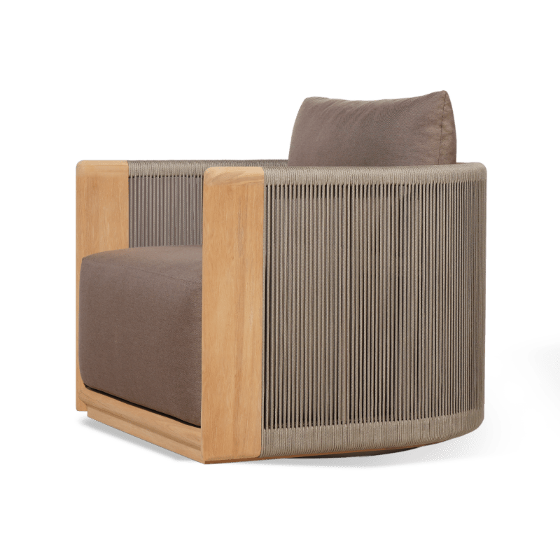 Palm Beach Teak Swivel Lounge Chair | Teak Natural, Panama Coco, Rope Stone