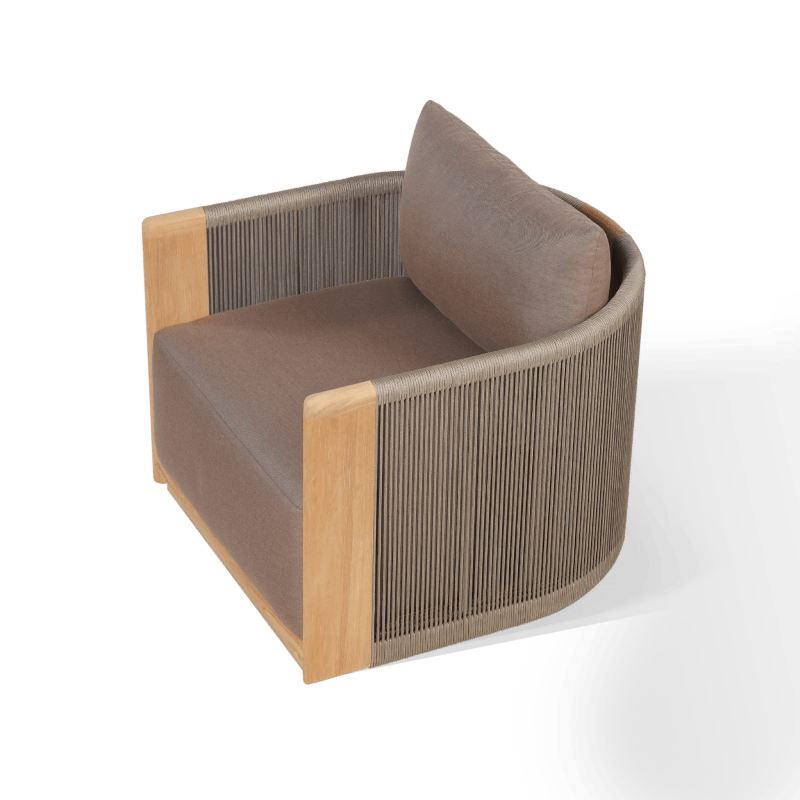 Palm Beach Teak Swivel Lounge Chair | Teak Natural, Panama Coco, Rope Stone