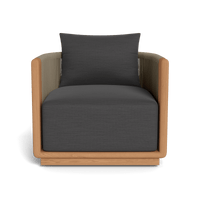 Palm Beach Teak Swivel Lounge Chair | Teak Natural, Panama Grafito, Rope Stone