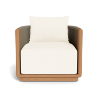 Palm Beach Teak Swivel Lounge Chair | Teak Natural, Riviera Ivory, Rope Stone