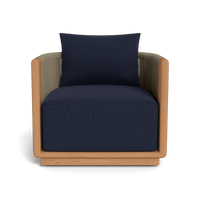 Palm Beach Teak Swivel Lounge Chair | Teak Natural, Siesta Indigo, Rope Stone