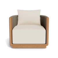 Palm Beach Teak Swivel Lounge Chair | Teak Natural, Siesta Ivory, Rope Stone