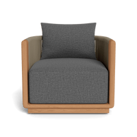 Palm Beach Teak Swivel Lounge Chair | Teak Natural, Siesta Slate, Rope Stone