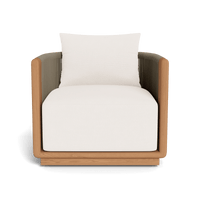 Palm Beach Teak Swivel Lounge Chair | Teak Natural, Vela Pearl, Rope Stone