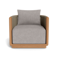 Palm Beach Teak Swivel Lounge Chair | Teak Natural, Vela Silver, Rope Stone