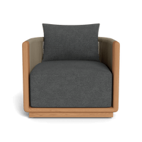 Palm Beach Teak Swivel Lounge Chair | Teak Natural, Vela Smoke, Rope Stone