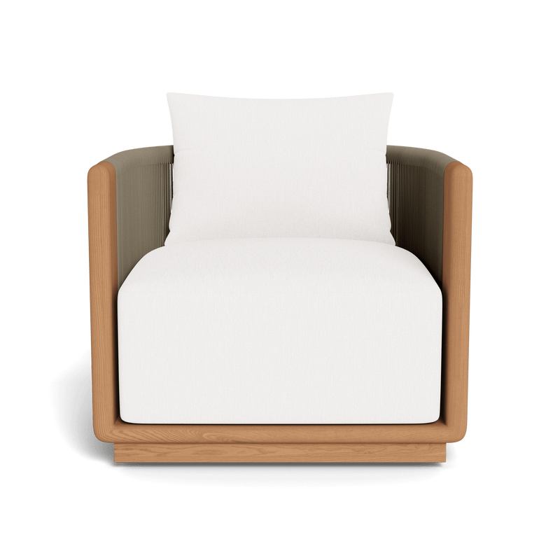 Palm Beach Teak Swivel Lounge Chair | Teak Natural, Pebble White, Rope Stone