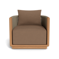 Palm Beach Teak Swivel Lounge Chair | Teak Natural, Sorrento Caramel, Rope Stone