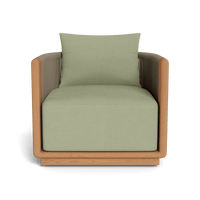 Palm Beach Teak Swivel Lounge Chair | Teak Natural, Sorrento Pistachio, Rope Stone
