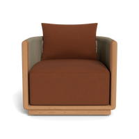 Palm Beach Teak Swivel Lounge Chair | Teak Natural, Sorrento Rust, Rope Stone