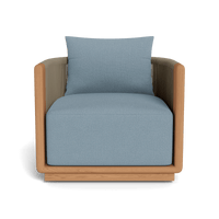 Palm Beach Teak Swivel Lounge Chair | Teak Natural, Sorrento Sky, Rope Stone