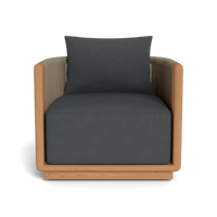 Palm Beach Teak Swivel Lounge Chair | Teak Natural, Sorrento Slate, Rope Stone