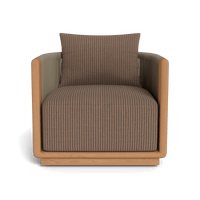 Palm Beach Teak Swivel Lounge Chair | Teak Natural, Sorrento Stripe Caramel, Rope Stone