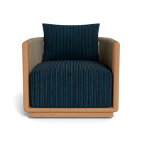 Palm Beach Teak Swivel Lounge Chair | Teak Natural, Sorrento Stripe Navy, Rope Stone
