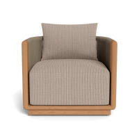 Palm Beach Teak Swivel Lounge Chair | Teak Natural, Sorrento Stripe Sand, Rope Stone