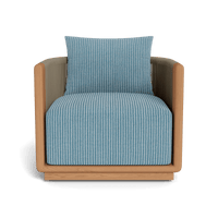 Palm Beach Teak Swivel Lounge Chair | Teak Natural, Sorrento Stripe Sky, Rope Stone