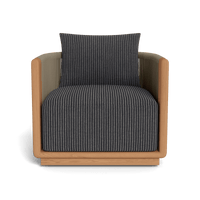 Palm Beach Teak Swivel Lounge Chair | Teak Natural, Sorrento Stripe Slate, Rope Stone