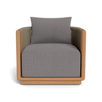 Palm Beach Teak Swivel Lounge Chair | Teak Natural, Sorrento Stripe Stone, Rope Stone