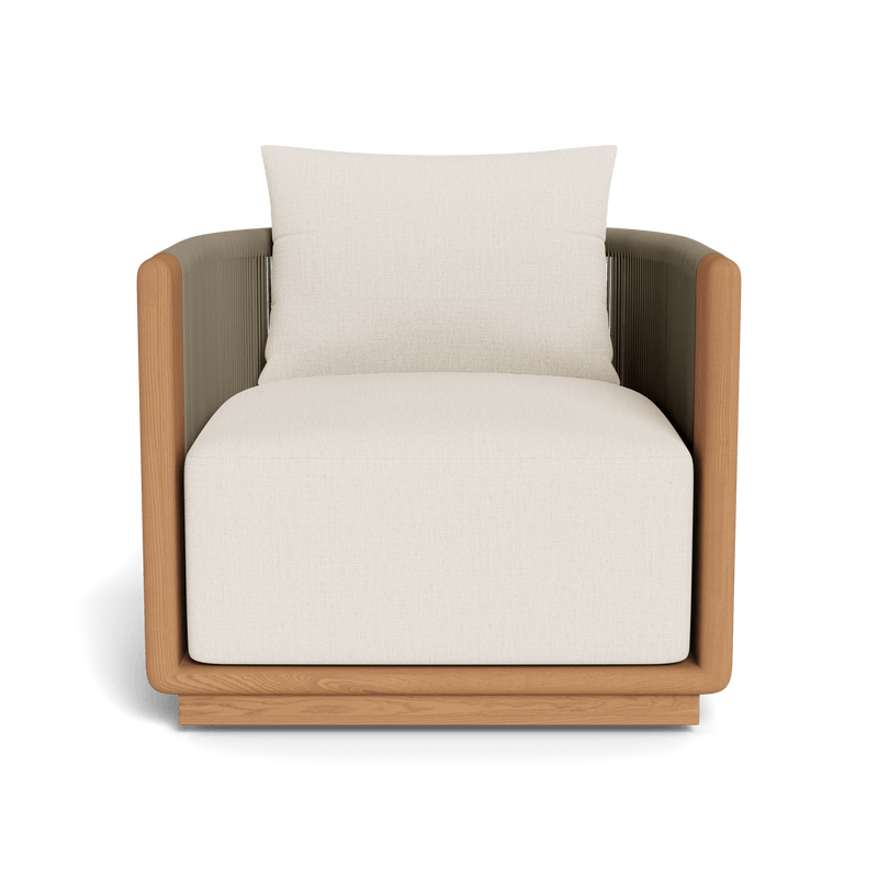 Palm Beach Teak Swivel Lounge Chair | Teak Natural, Stirling Linen, Rope Stone